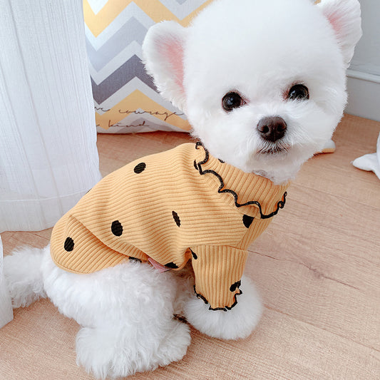 Keep Your Pup Cozy & Stylish with Our Dot Turtleneck Dog Bottoming Shirt! - Pet Paws