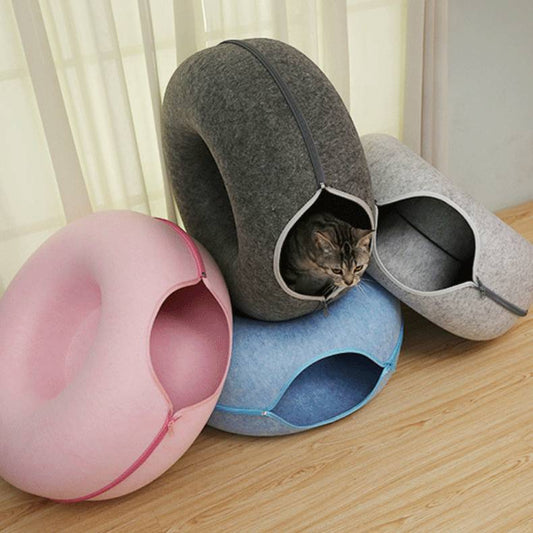 Cozy Up Your Cat with Our Four Seasons Round Felt Pet Nest! - Pet Paws