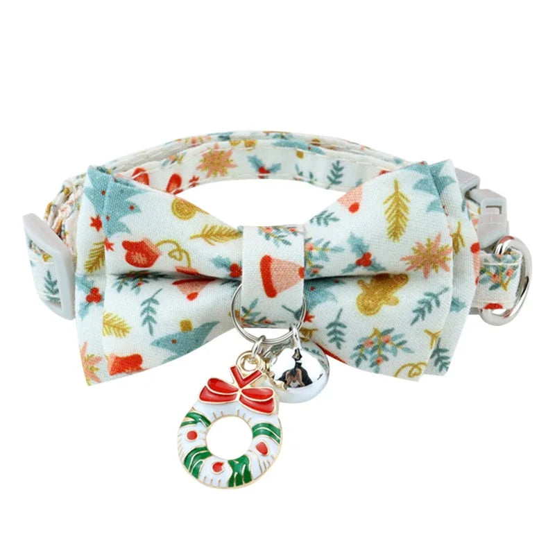 🎄 Festive Christmas Cat Collar – Big Bowknot Charm with Adjustable Fit & Bell! 🎅 - Pet Paws