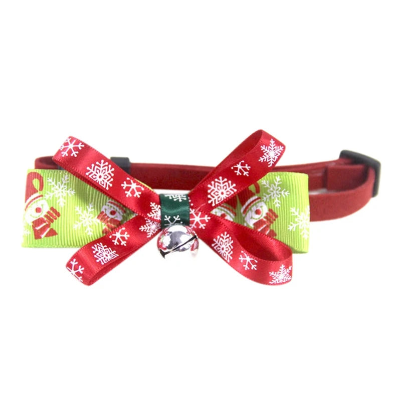 🎄 Festive Christmas Cat Collar – Big Bowknot Charm with Adjustable Fit & Bell! 🎅 - Pet Paws