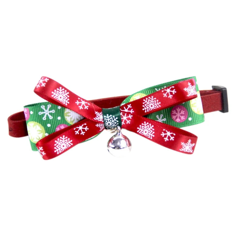 🎄 Festive Christmas Cat Collar – Big Bowknot Charm with Adjustable Fit & Bell! 🎅 - Pet Paws