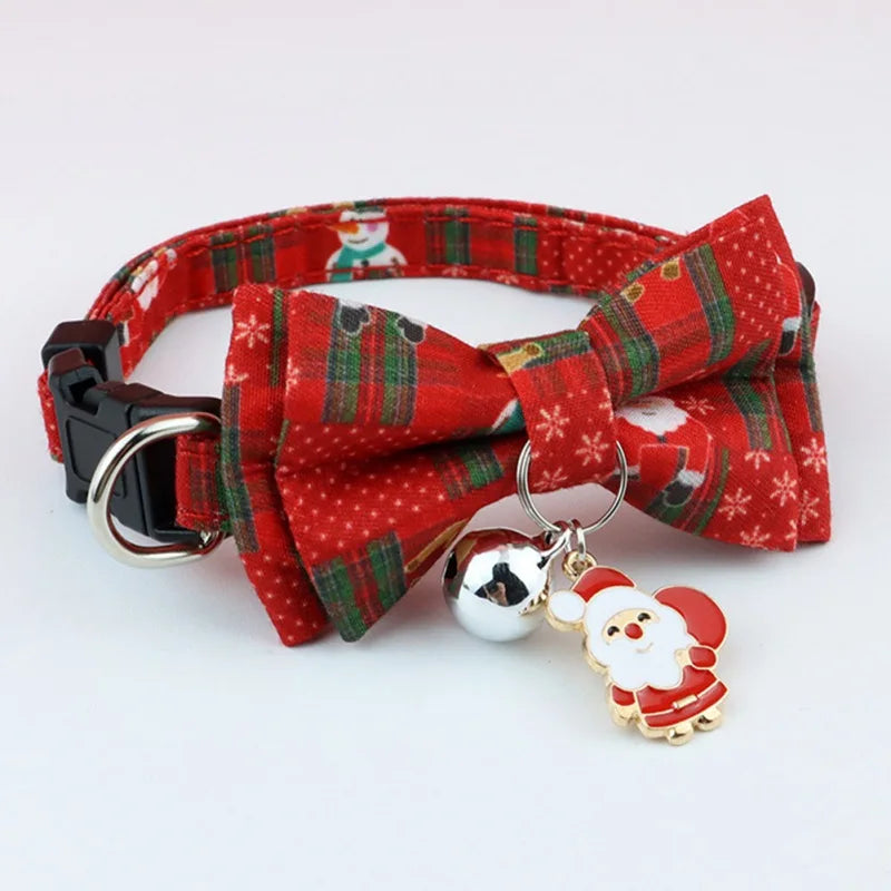 🎄 Festive Christmas Cat Collar – Big Bowknot Charm with Adjustable Fit & Bell! 🎅 - Pet Paws