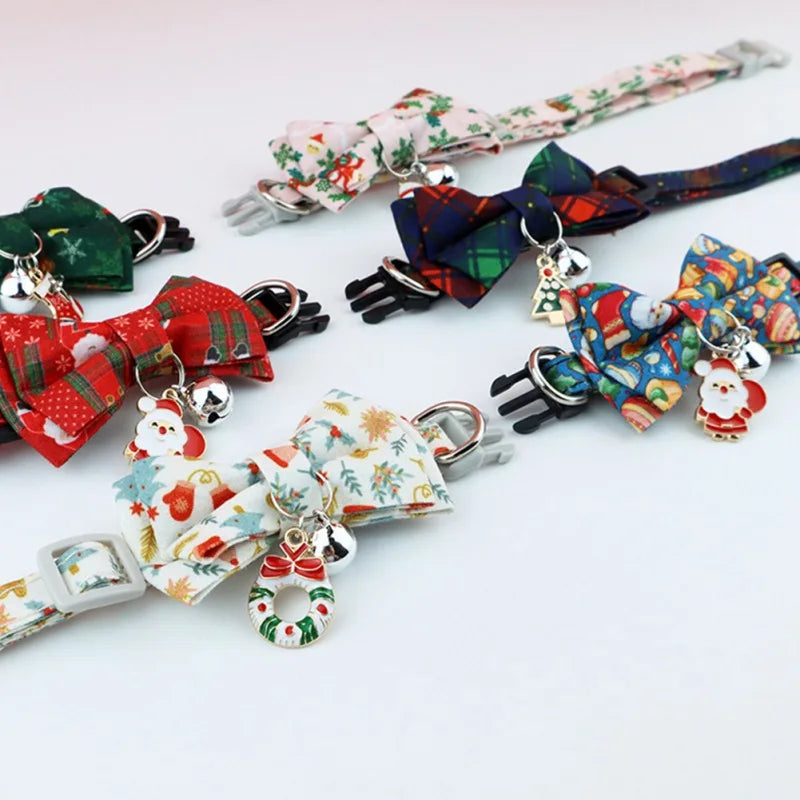 🎄 Festive Christmas Cat Collar – Big Bowknot Charm with Adjustable Fit & Bell! 🎅 - Pet Paws