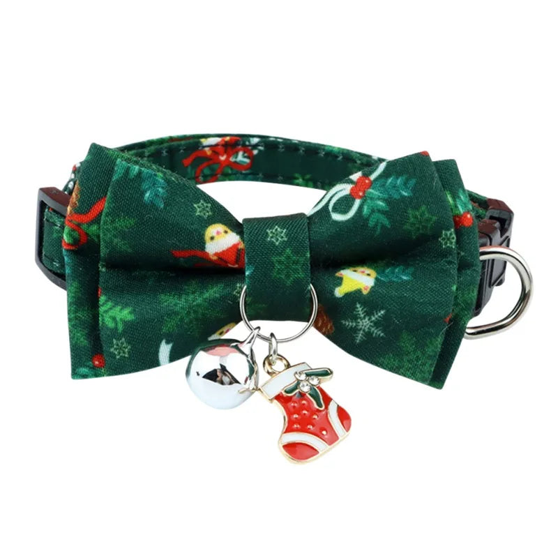 🎄 Festive Christmas Cat Collar – Big Bowknot Charm with Adjustable Fit & Bell! 🎅 - Pet Paws