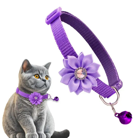 🌸 Adorable & Stylish Cat Flower Collar with Bell - Perfect for Fashionable Pets! 🐾 - Pet Paws