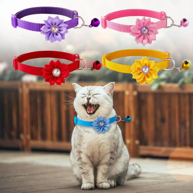 🌸 Adorable & Stylish Cat Flower Collar with Bell - Perfect for Fashionable Pets! 🐾 - Pet Paws