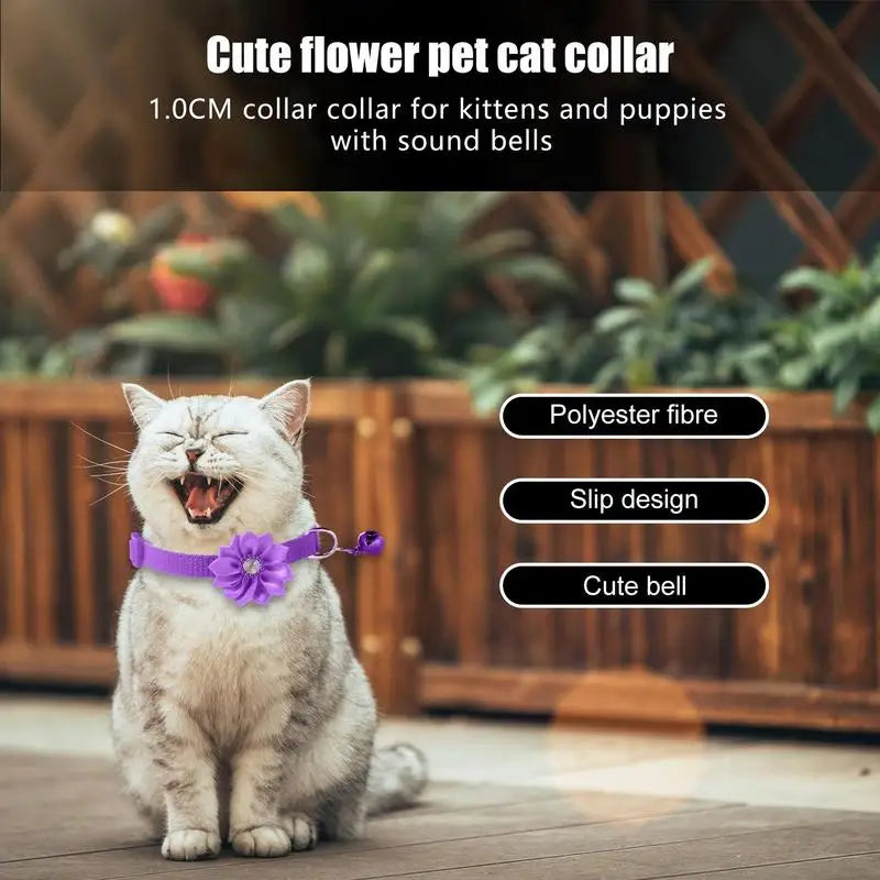 🌸 Adorable & Stylish Cat Flower Collar with Bell - Perfect for Fashionable Pets! 🐾 - Pet Paws