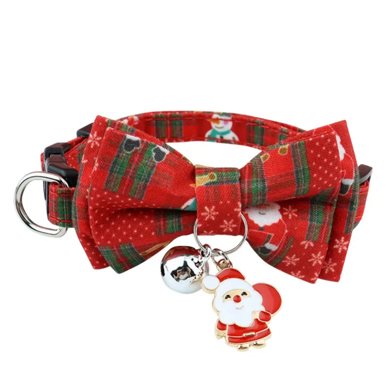 🎄 Festive Christmas Cat Collar – Big Bowknot Charm with Adjustable Fit & Bell! 🎅 - Pet Paws